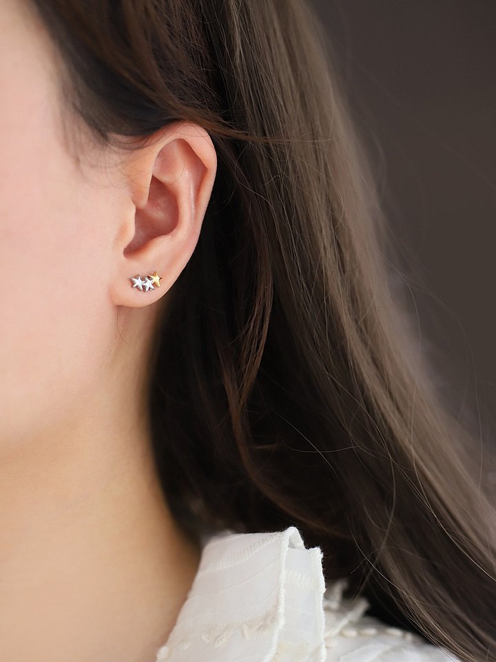 Triple Star Stud Earrings | 18k Gold Plated product image (2)