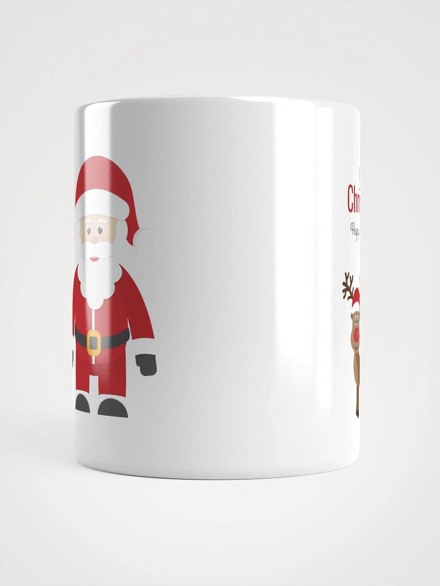 Happy Christmas Santa clause Mug with Reindeer white shiny mug product image (5)