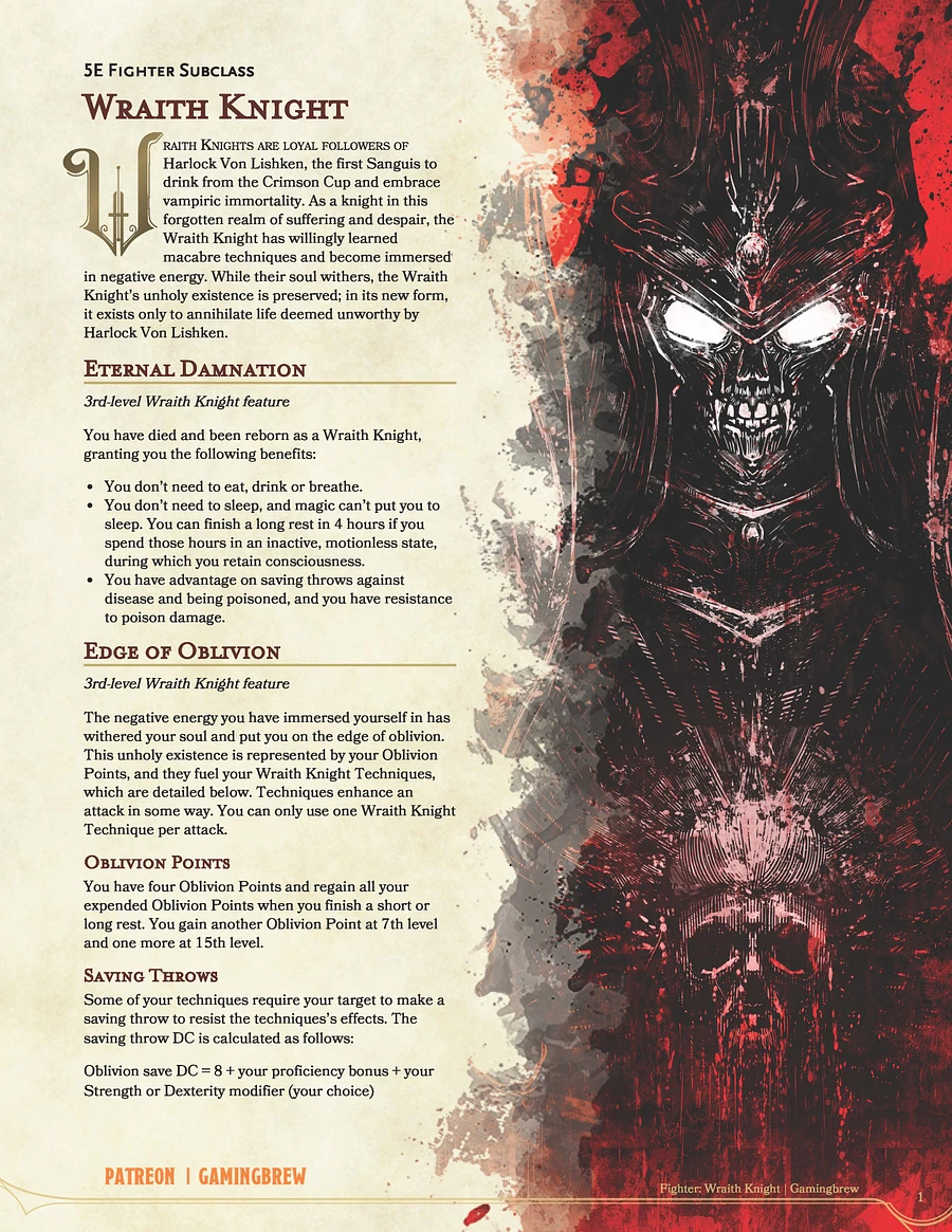 Wraith Knight | 5E Fighter Subclass product image (2)