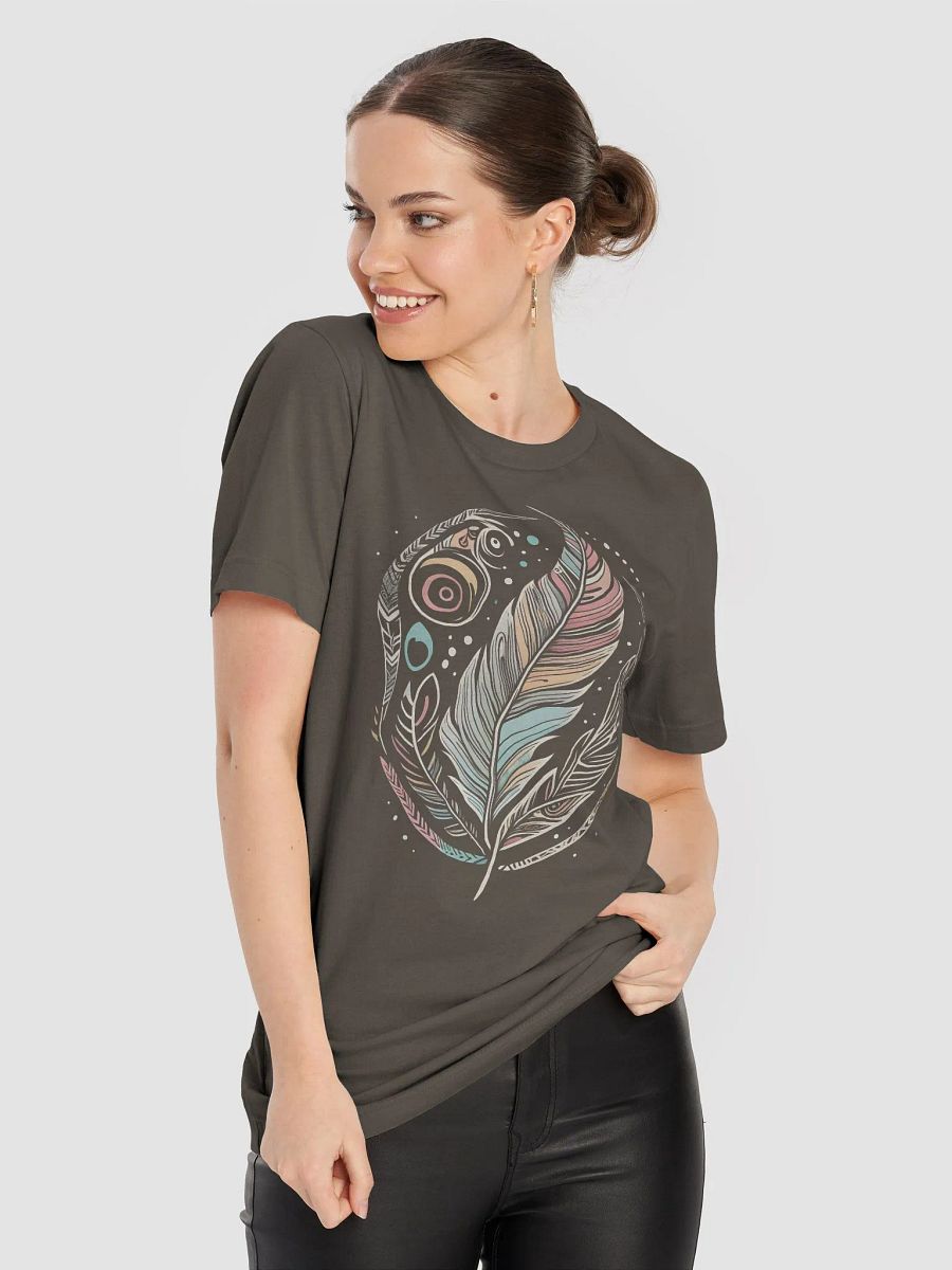 Boho Feather T-Shirt, Artistic Tribal Feathers Tee, Nature-Inspired Graphic Shirt, Bohemian Hippie Gift, Earthy Aesthetic T-shirt product image (8)
