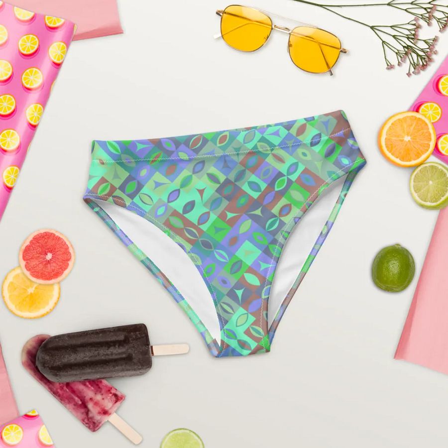 Colorful vector Pattern Design High Waisted Bikini Bottom - v7 product image (8)