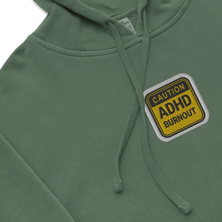 CAUTION: ADHD BURNOUT embroidered pigment-dyed hoodie (bubble design) product image (1)