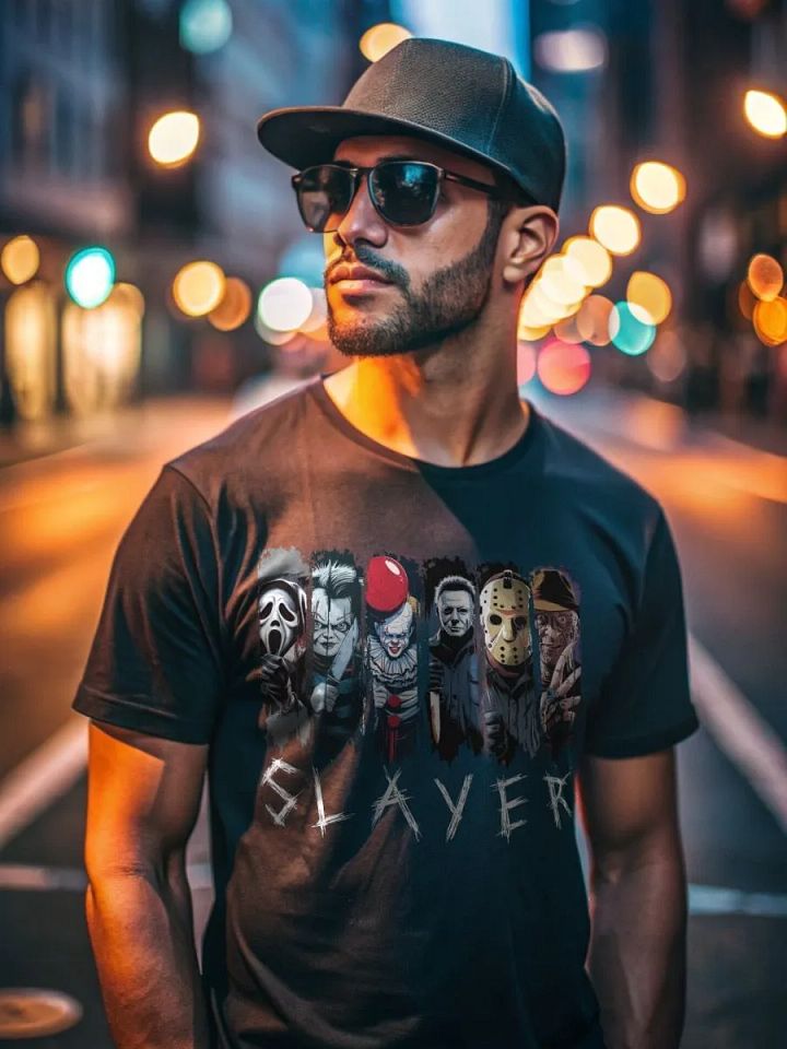 "Slayer of Nightmares" Halloween Horror Icons T-Shirt – Chucky, Freddy, Jason & More product image (2)