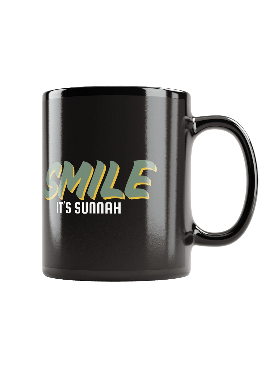 Black "Smile It's Sunnah" Mug in Muted Olive product image (2)