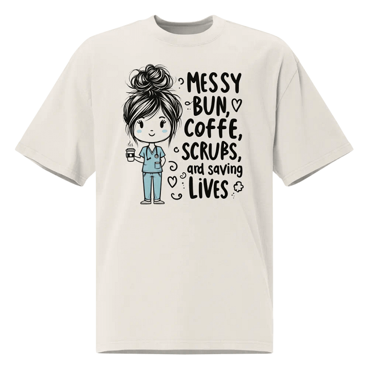 Messy Bun Coffee Scrubs Faded Tee product image (2)