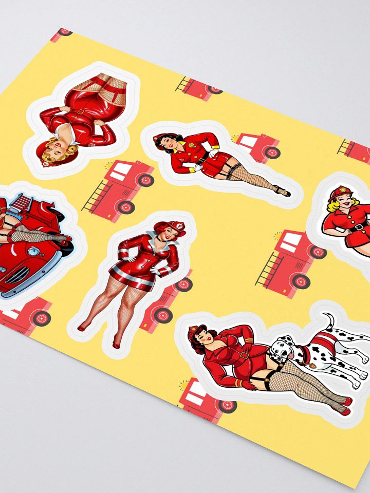 Vintage Firefighter Pin-Up Sticker Sheet product image (2)