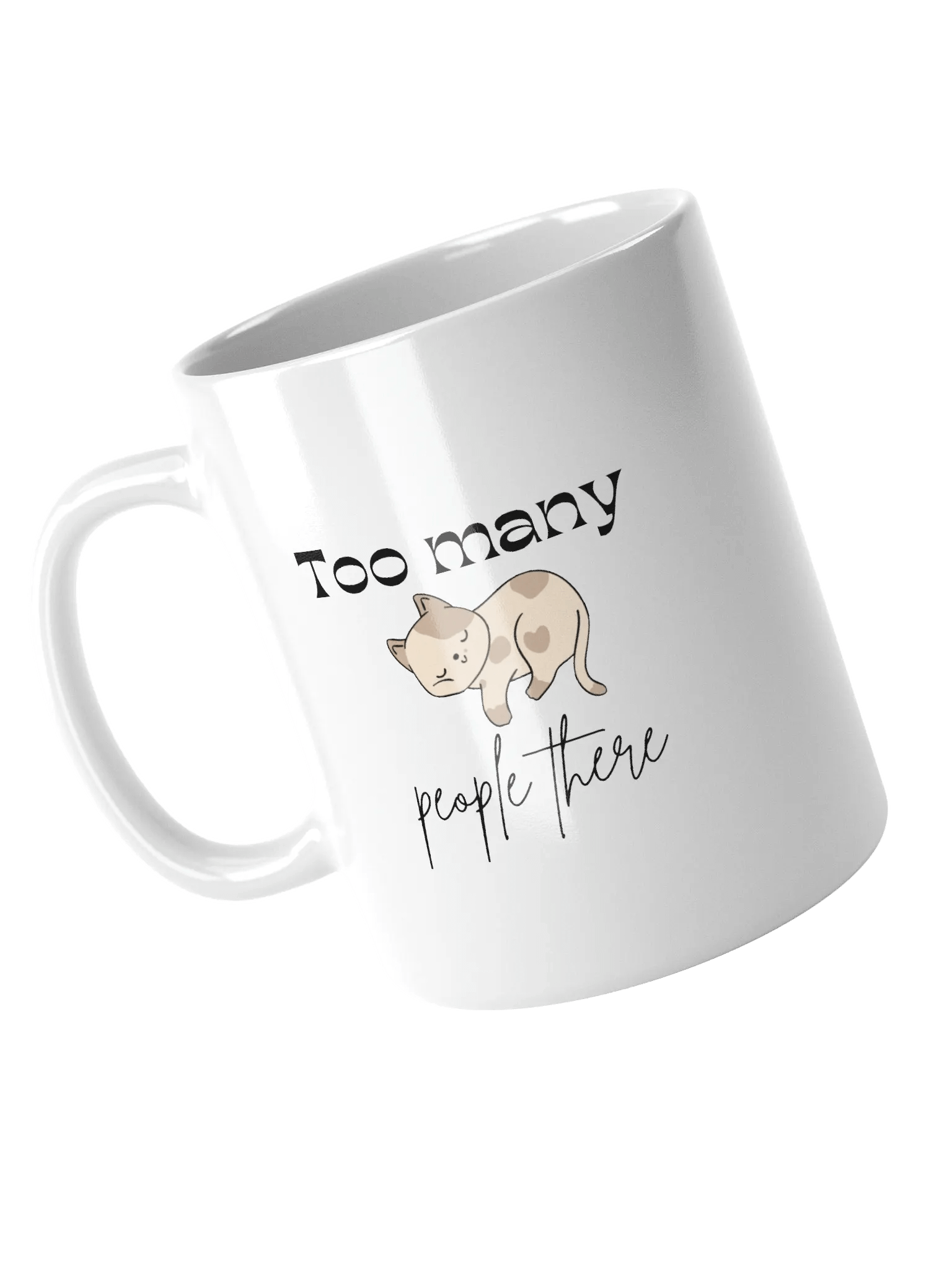 Cute Cartoon Cat 'Too Many People There' Mug product image (4)