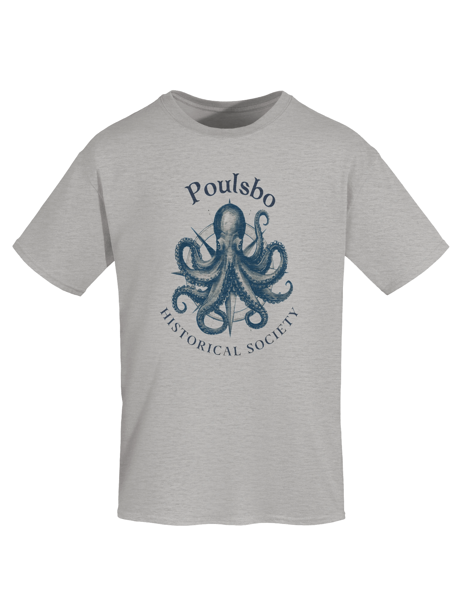 Poulsbo Historical Society Octopus Compass T-Shirt product image (55)