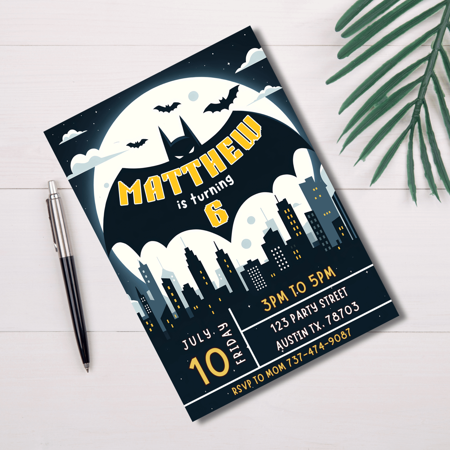 Batman Birthday Invitation | Superhero Party Invite | Editable Canva Template | Digital & Printable Boy Birthday Invite product image (4)