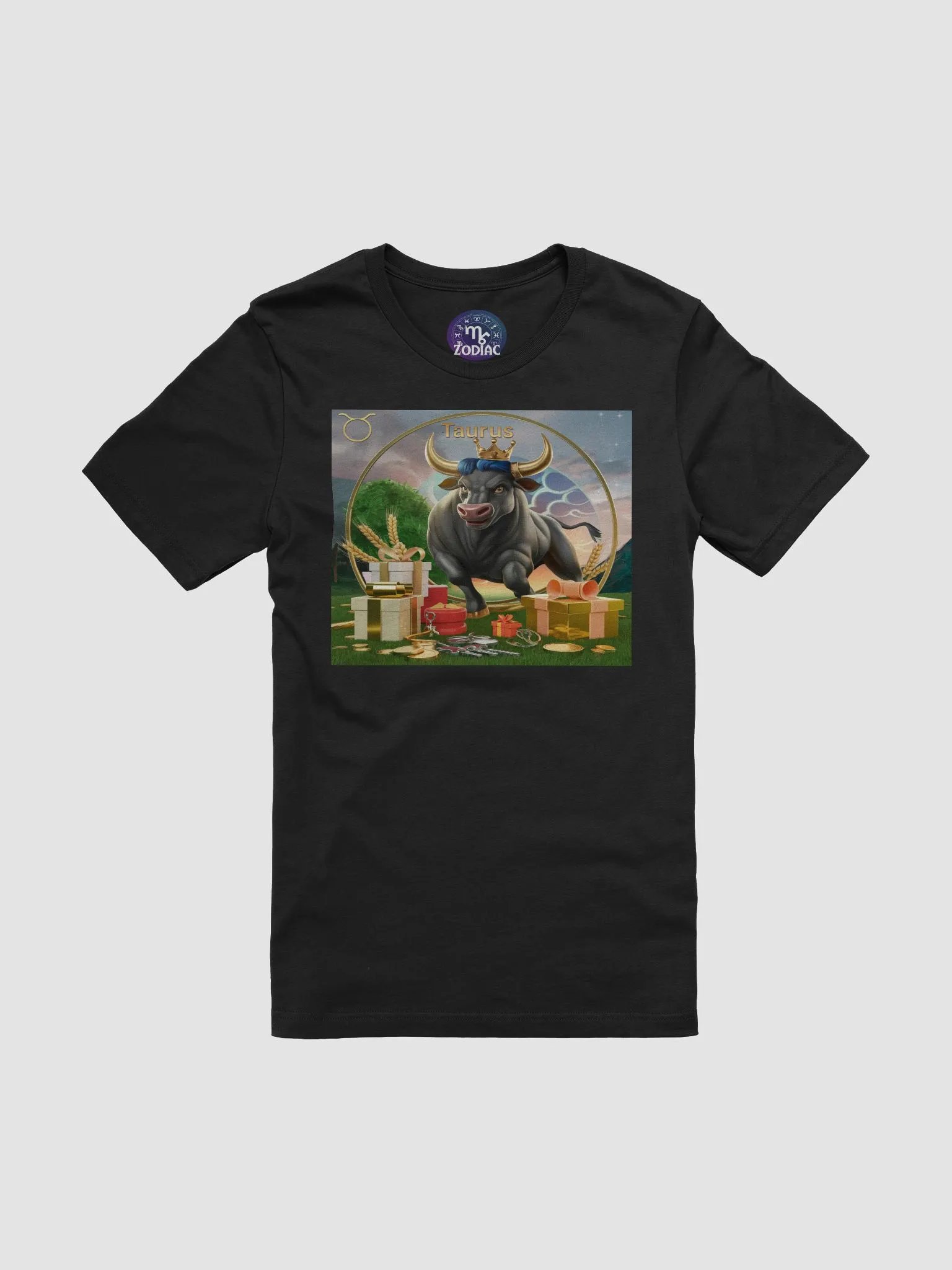Taurus Zodiac T-Shirt - Regal Crowned Bull, Unisex, XS-5XL product image (3)