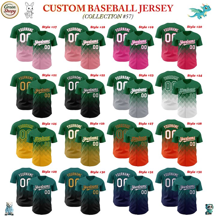 Authentic Baseball Jersey, Custom Baseball Jersey, Personalized Sport Jersey, Colorful, Number, 3D Gradient Square Shape product image (182)
