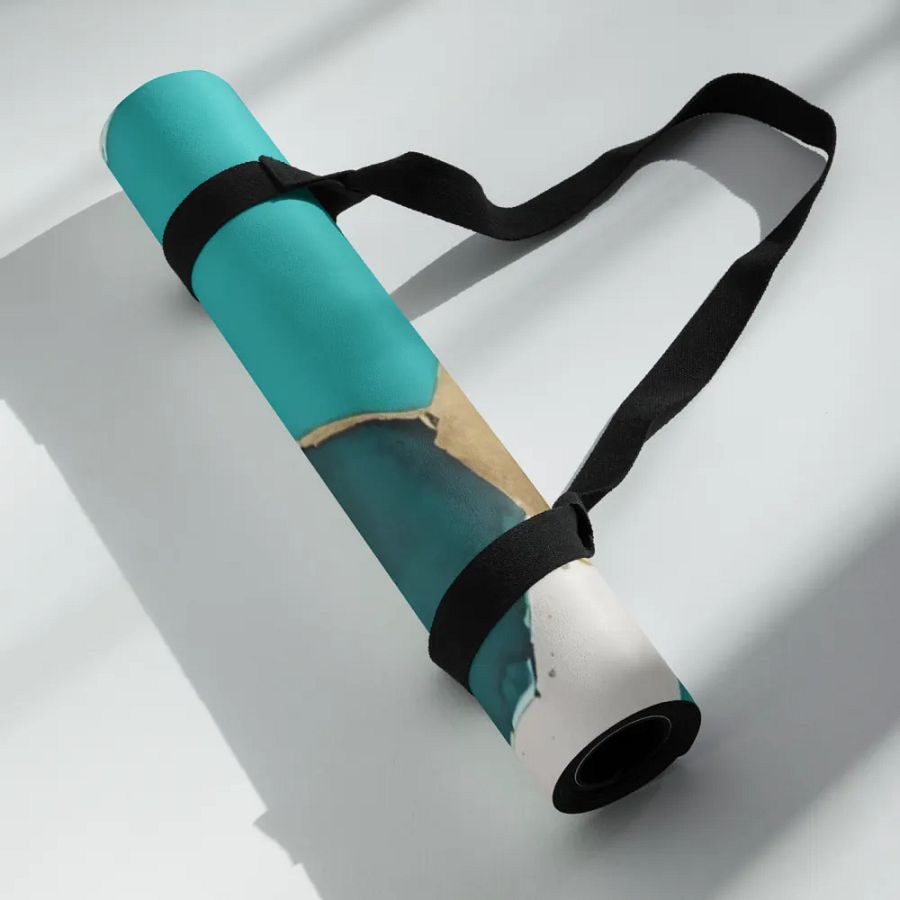 Gold and Teal Honeycomb Yoga Mat product image (6)