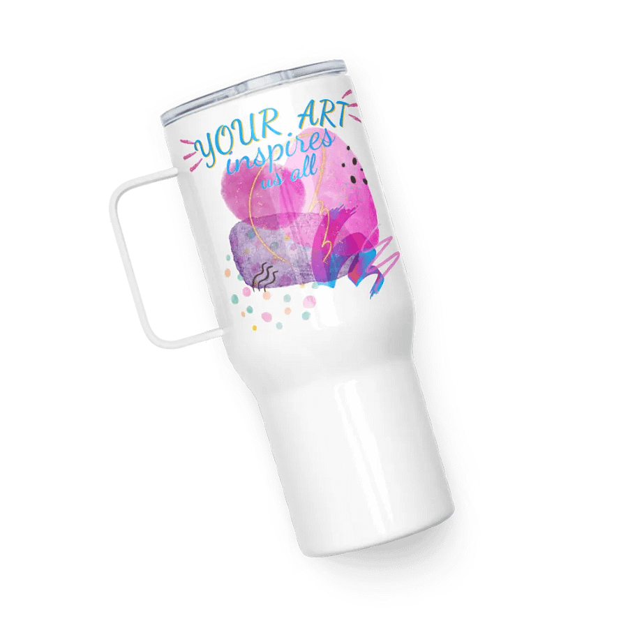 nsulated stainless steal travel mug depicting “your Art inspires us All’. Perfect gift for the Arty person, mom, wife, daughter, friend or colleague who appreciates stylish designs product image (5)