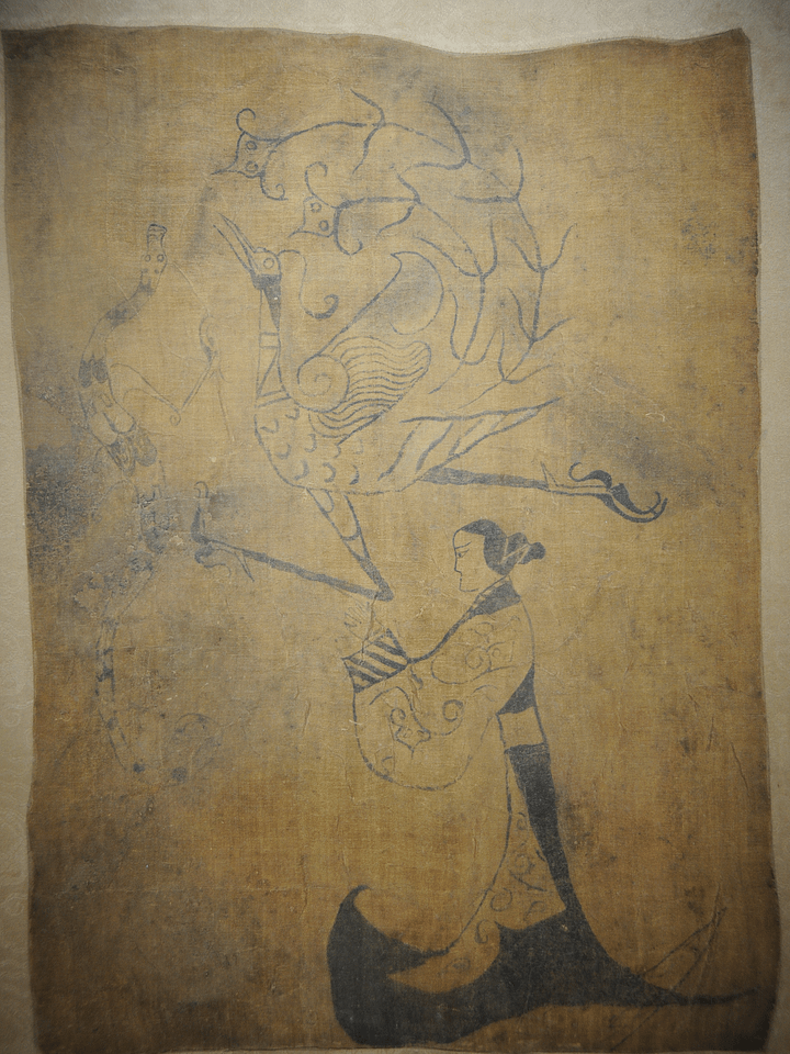 Figure with Dragon and Phoenix Silk Painting product image (1)