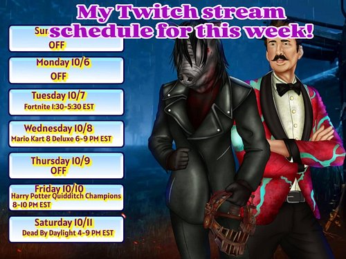 My Twitch stream schedule for this week!! Catch all the fun at twitch.tv/jbirdtheultimategamer
#fyp #twitch #twitchstreamer #...