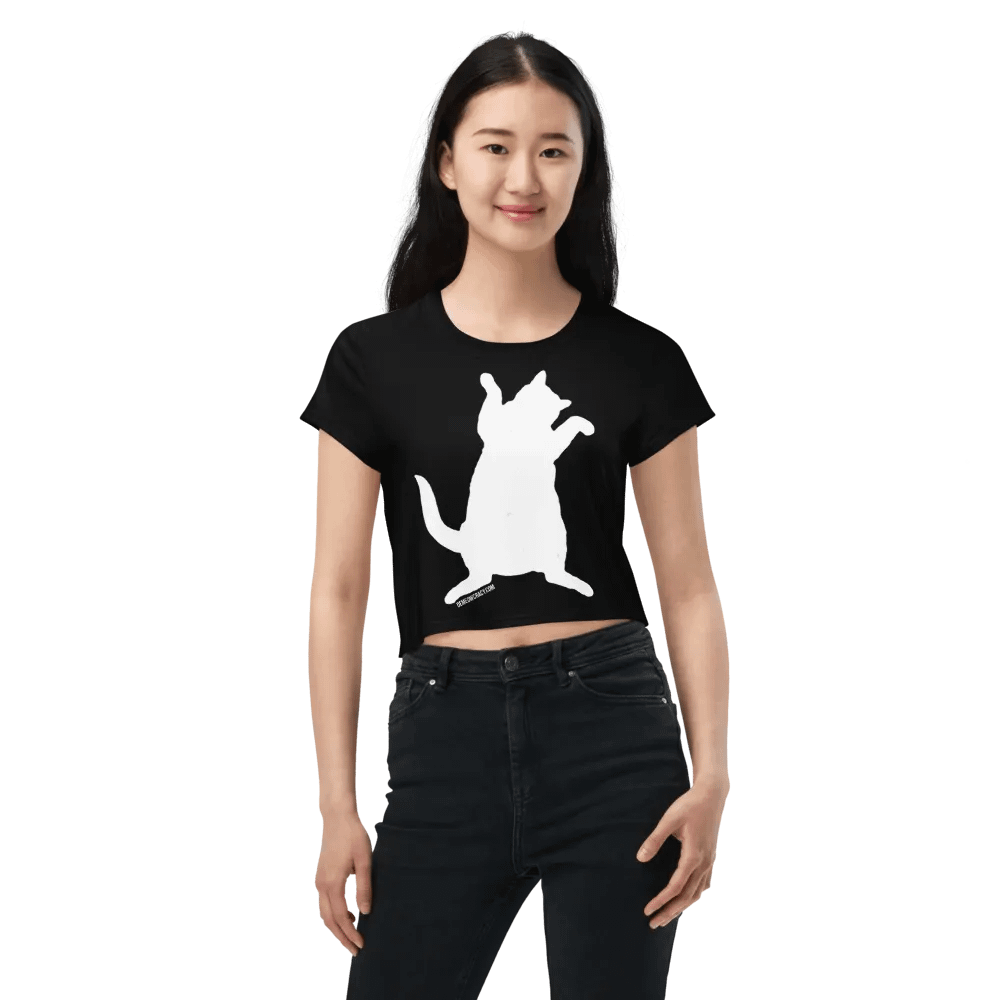 Dancing for Demeowcracy White Cat Silhouette Crop Tee product image (7)