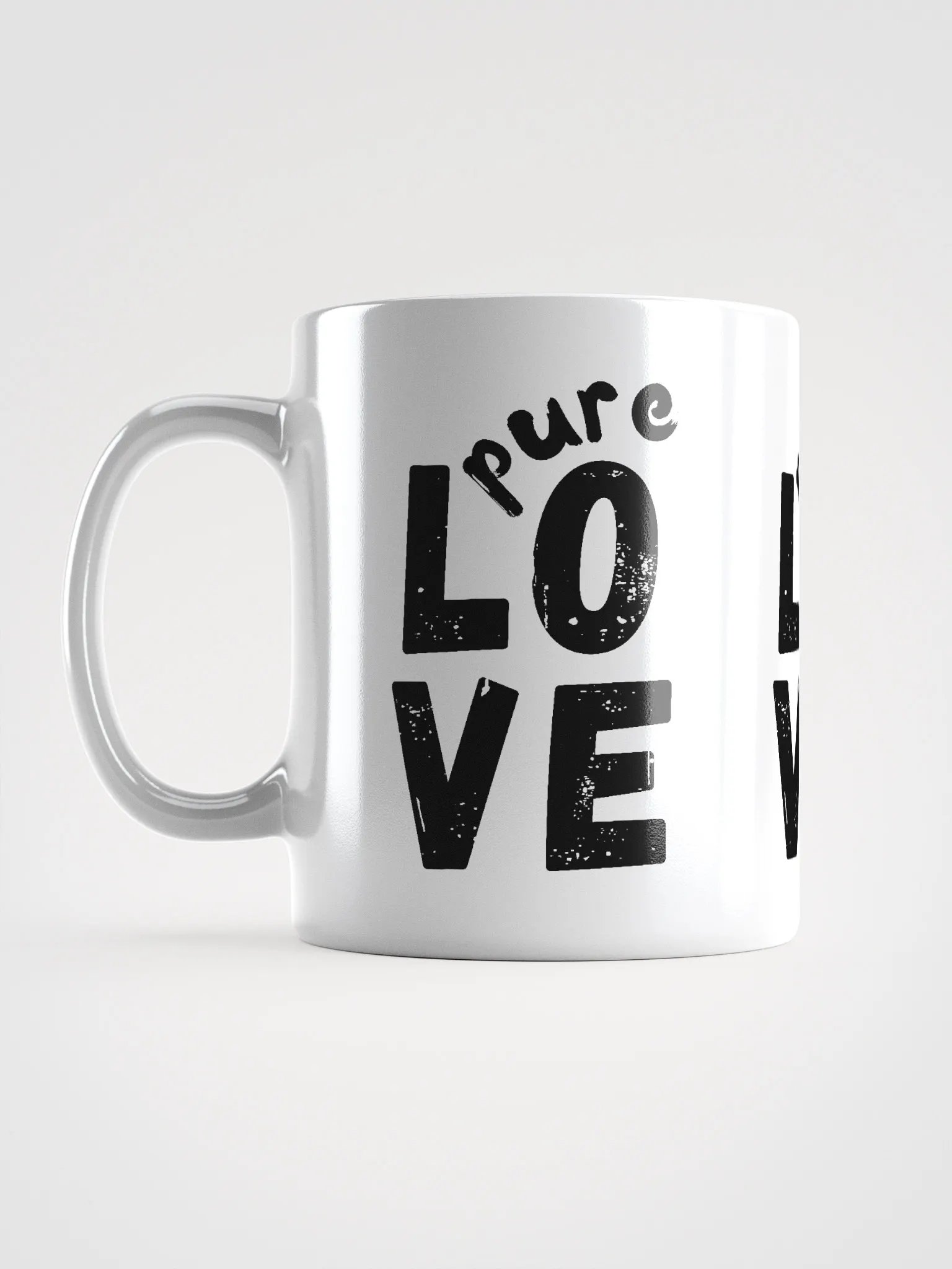 Pure LOVE Black on white glossy Mug product image (6)