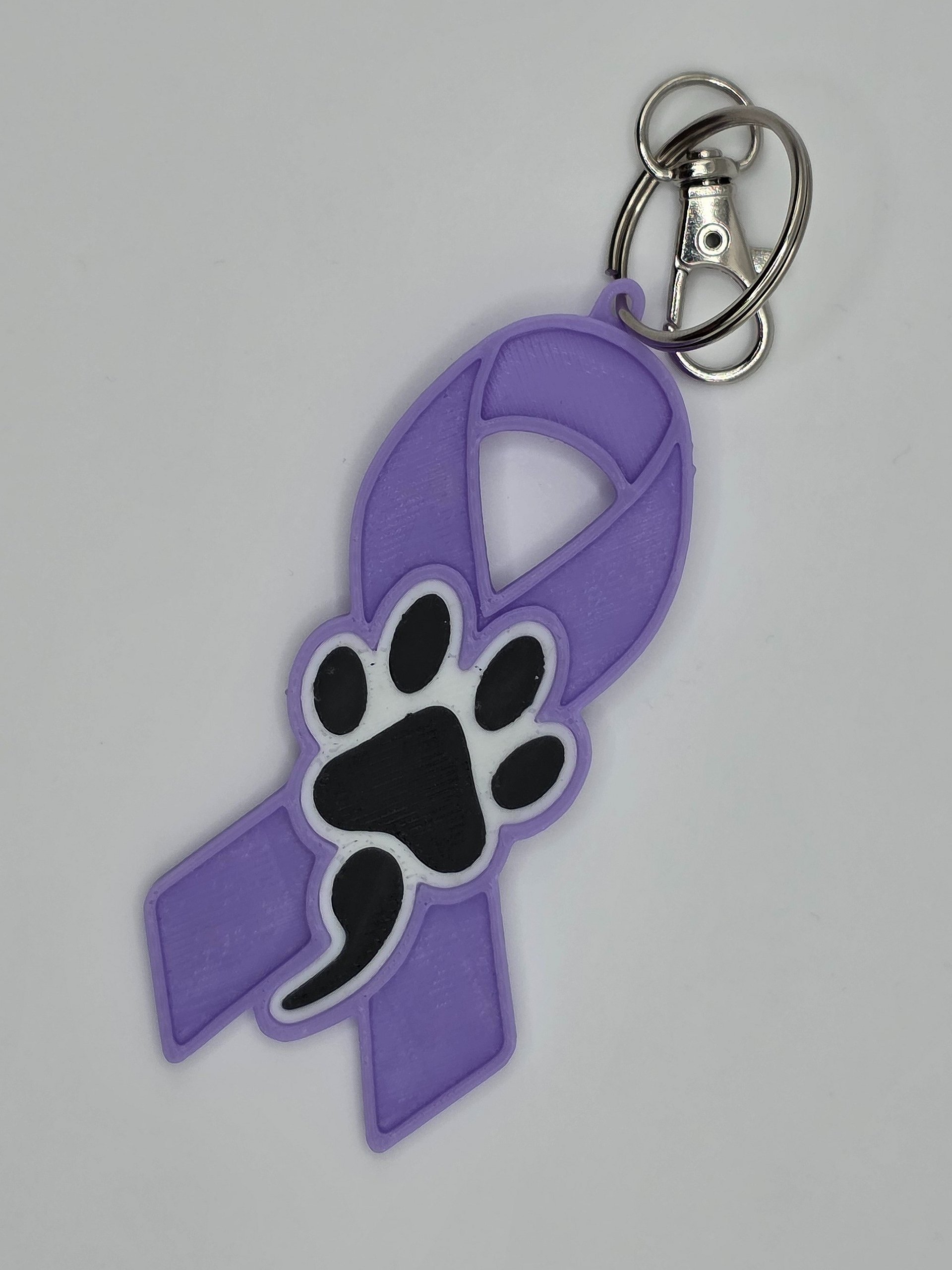 💜 Purple Awareness Ribbon Keychain | Dog Paw Semicolon product image (3)