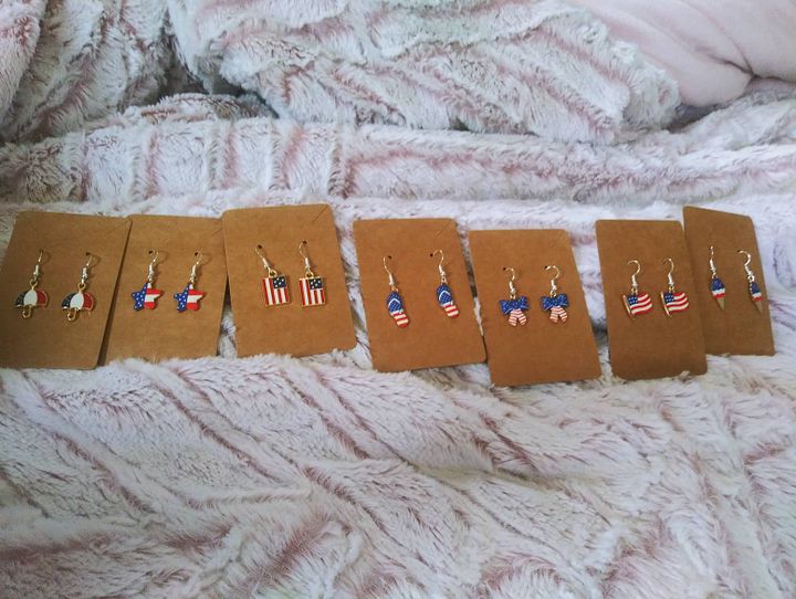 Boss momma red,white &blue earrings product image (1)
