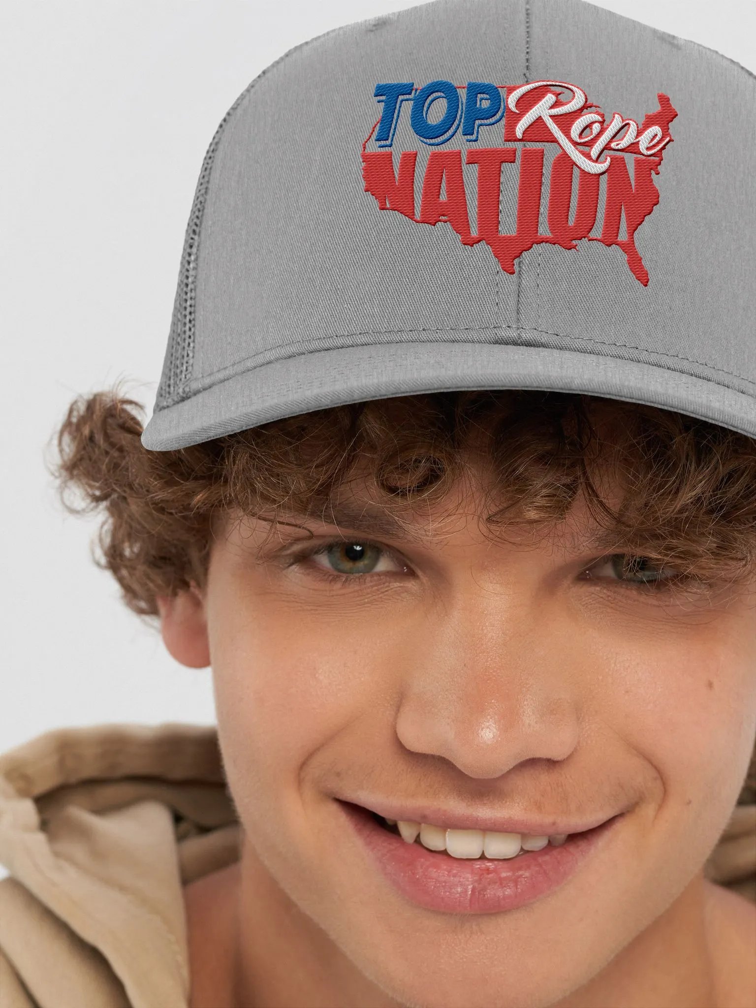 Top Rope Nation Logo Grey Trucker Hat product image (8)