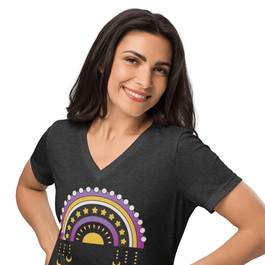 Non-Binary Rainbow V-Neck Tee product image (23)