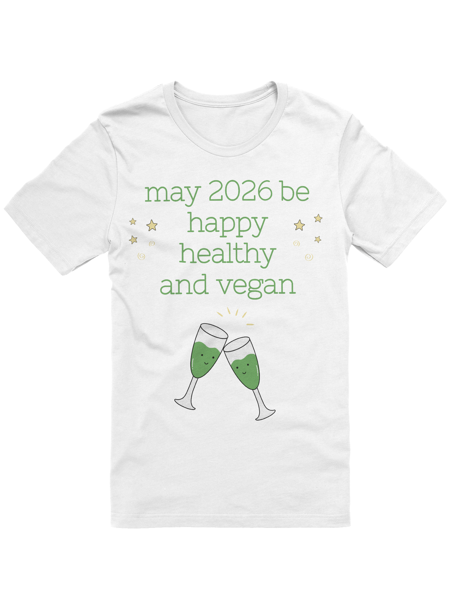 “Happy, Healthy, and Vegan 2026” Unisex White T-Shirt product image (1)