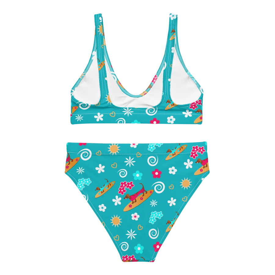 Surfing Dachshund Pattern High Waisted Bikini product image (2)