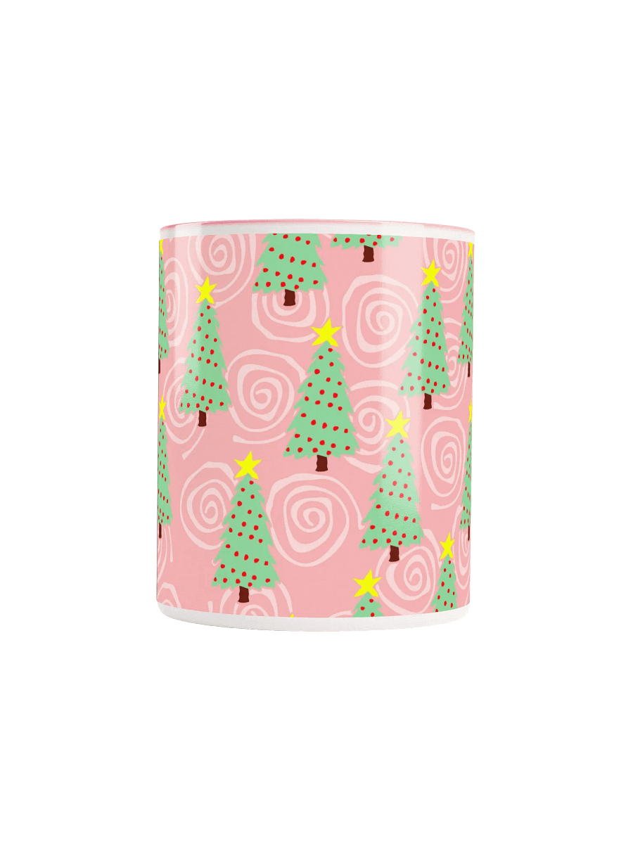 Green Christmas Trees on Pink Spirals Ceramic Mug product image (5)
