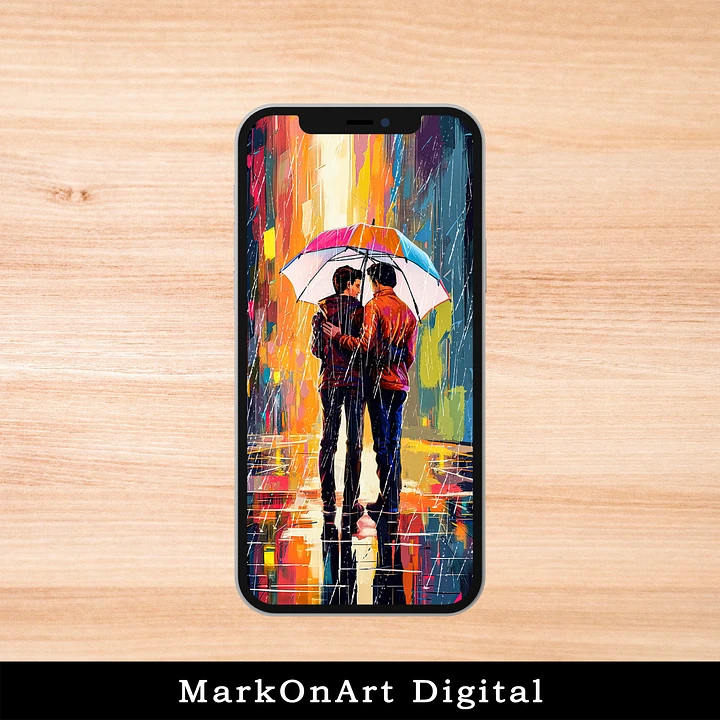 Romantic Gay Couple Art For Mobile Phone Wallpaper or Lock Screen | High Res for iPhone or Android Cellphones product image (1)