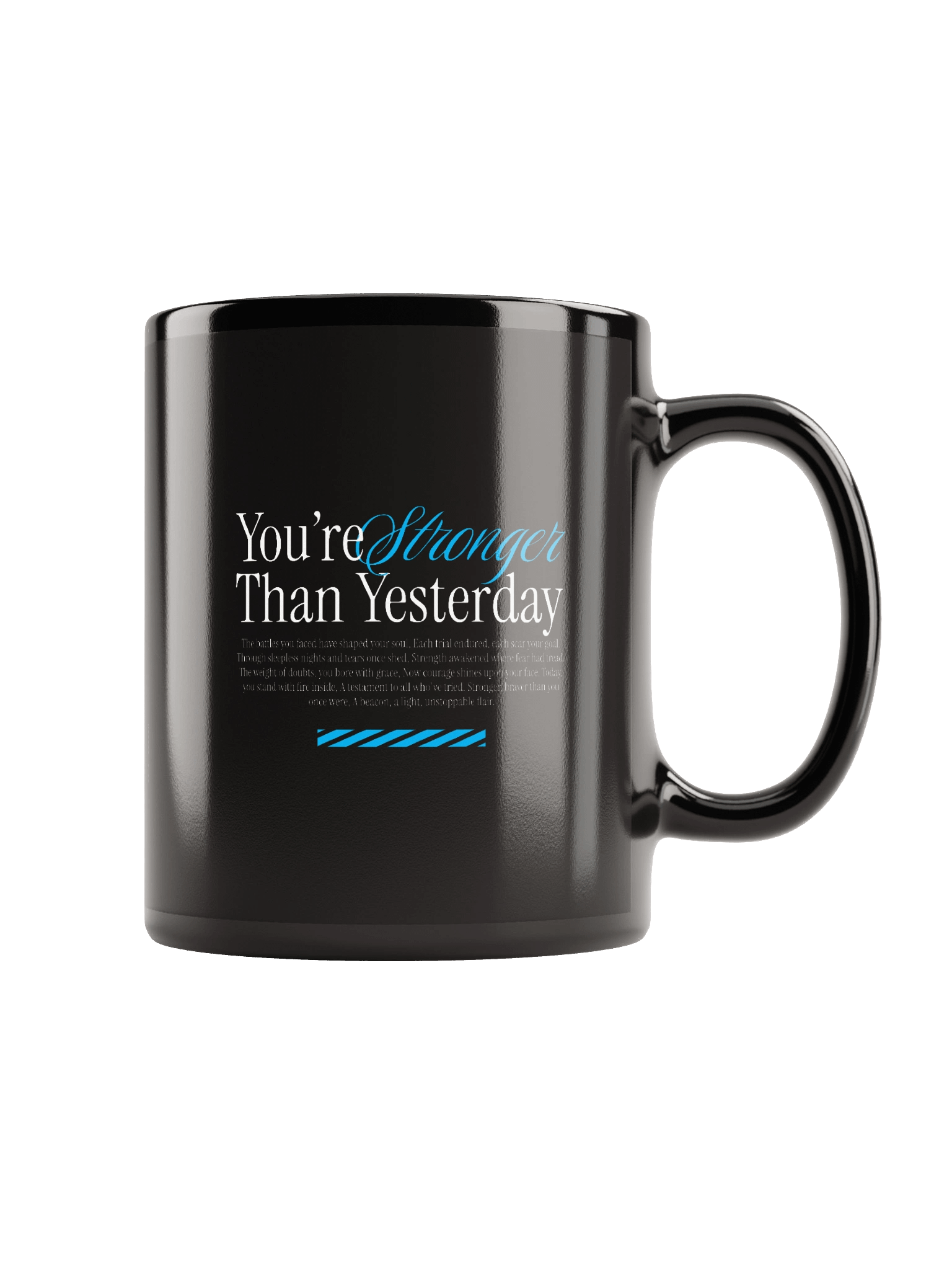 "You're stronger than yesterday" Blue Splatter Mug product image (2)