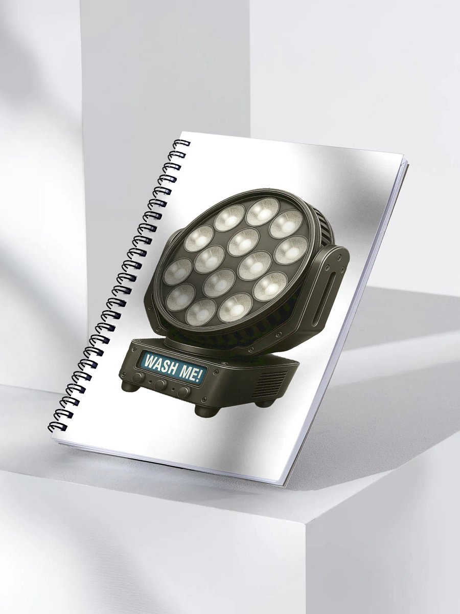 Theatrically Jerry: "Wash Me" Moving Head Wash Light Spiral Notepad product image (3)
