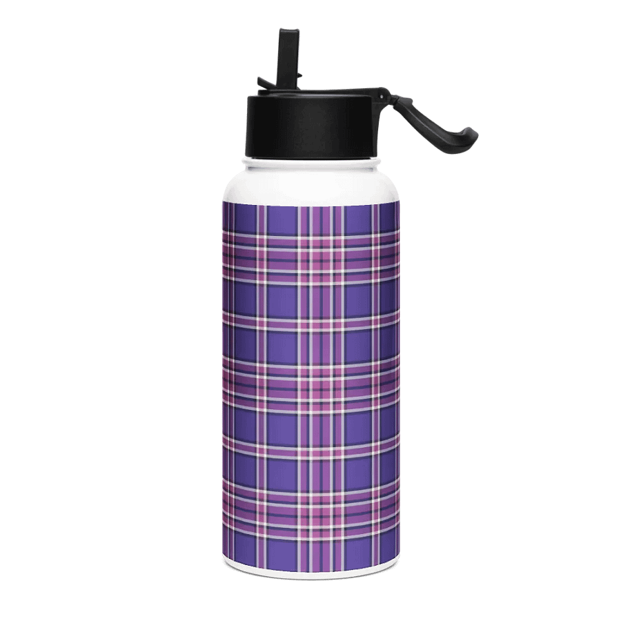 Purple Orchid and Violet Plaid Water Bottle product image (2)