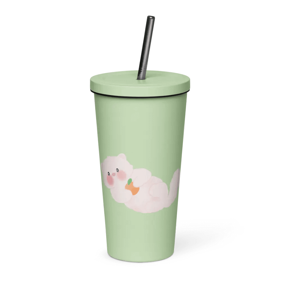 Cats & Orange Insulated Stainless Steel Tumbler with Straw product image (1)