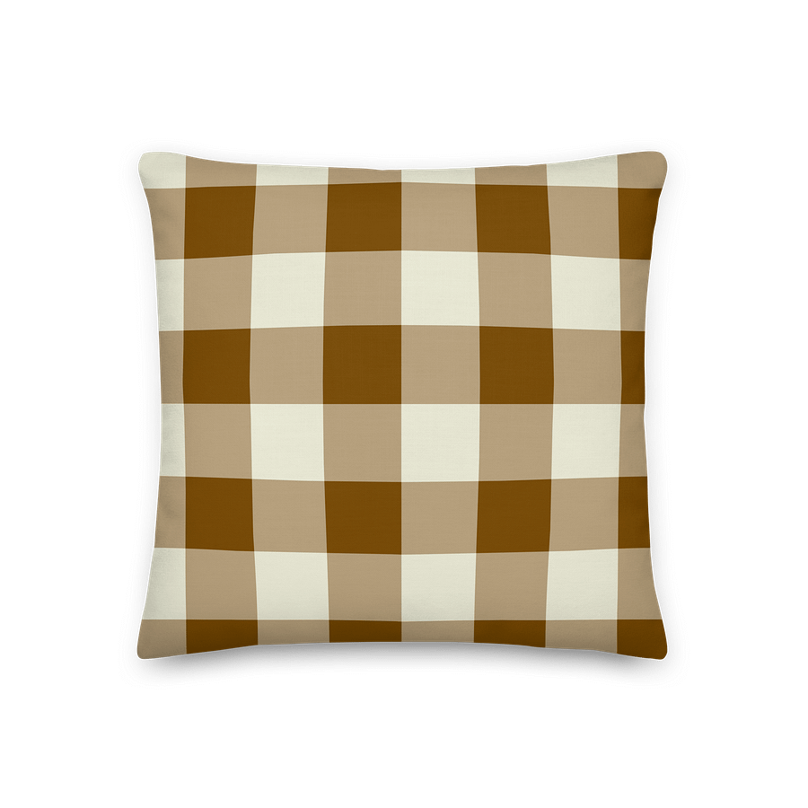Brown & Cream Gingham Primium Pillow ~ Cozy Neutral Accent product image (1)
