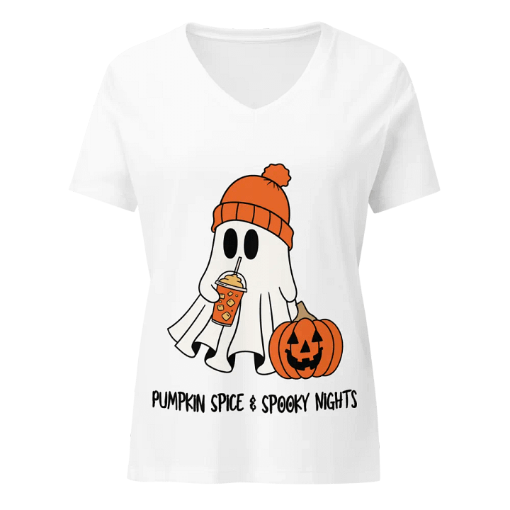 Adorable Ghost Pumpkin V-Neck Tee product image (3)