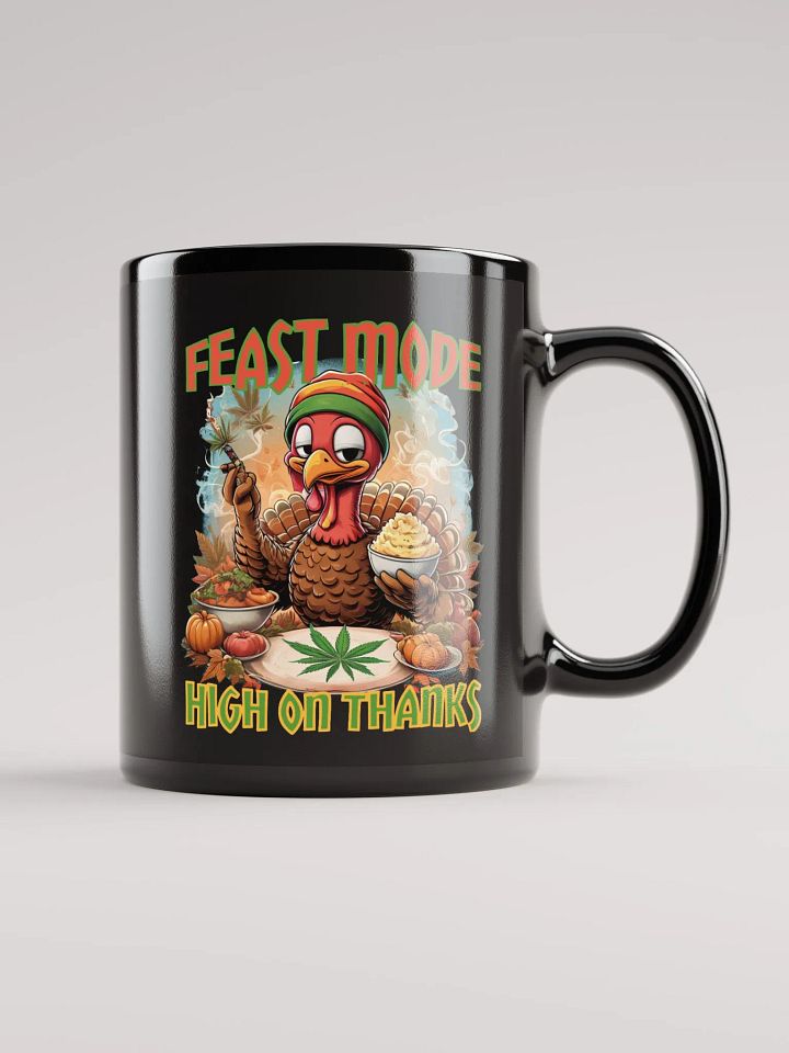 Funny Rasta Turkey Glossy Black Mug | Thanksgiving Weed Mug product image (2)