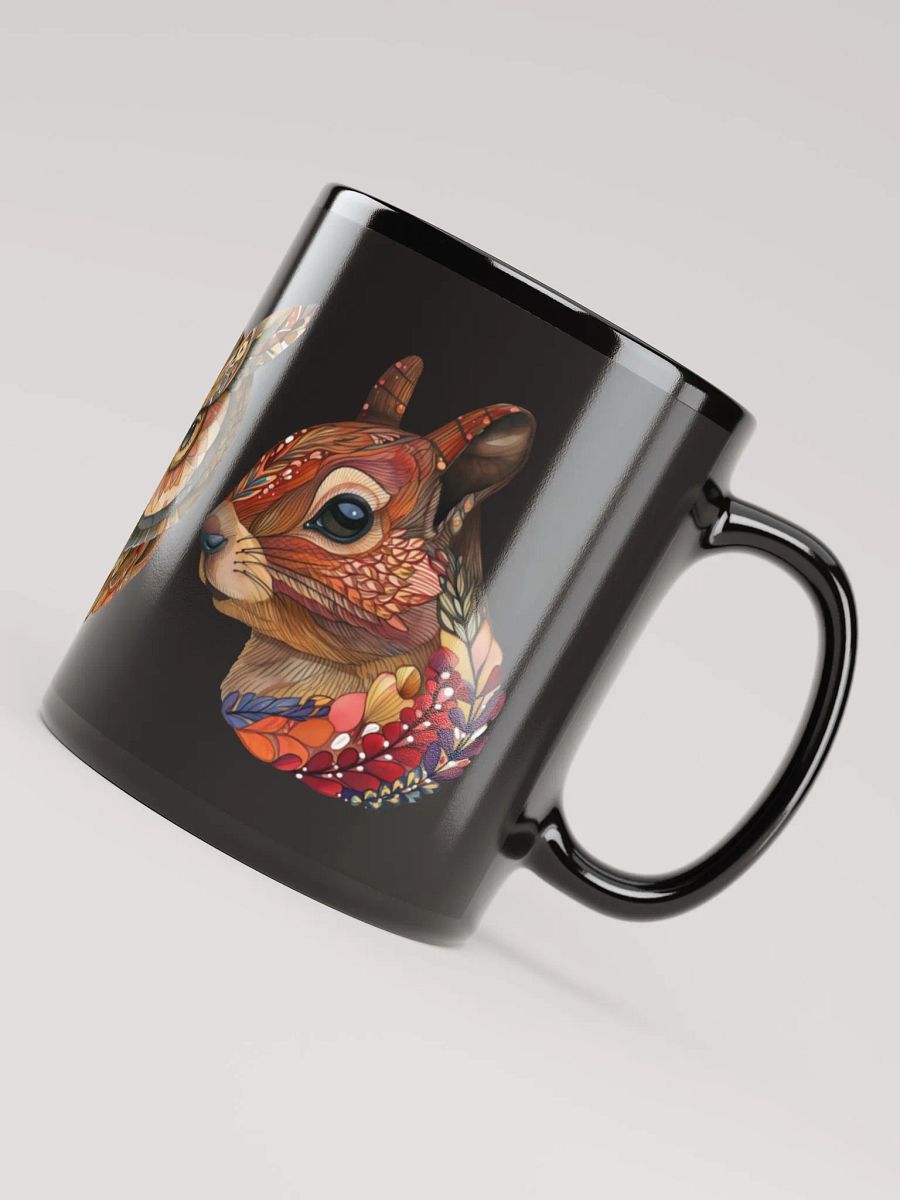Folk Art Style Wolf, Owl, and Squirrel Wildlife Glossy Mug product image (4)