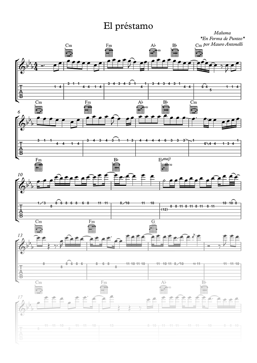 El préstamo - Partitura + Tab + Acordes + Pista product image (1)