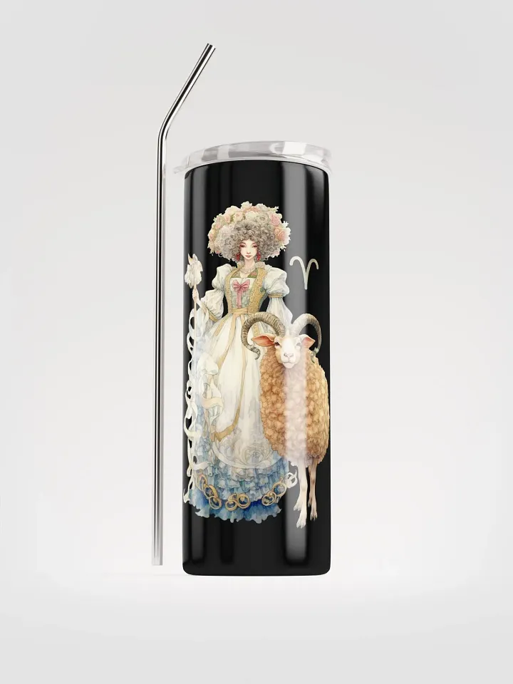 Aries Woman Illustrated Zodiac Stainless Steel Tumbler - Sip in Celestial Style! ♈ product image (1)