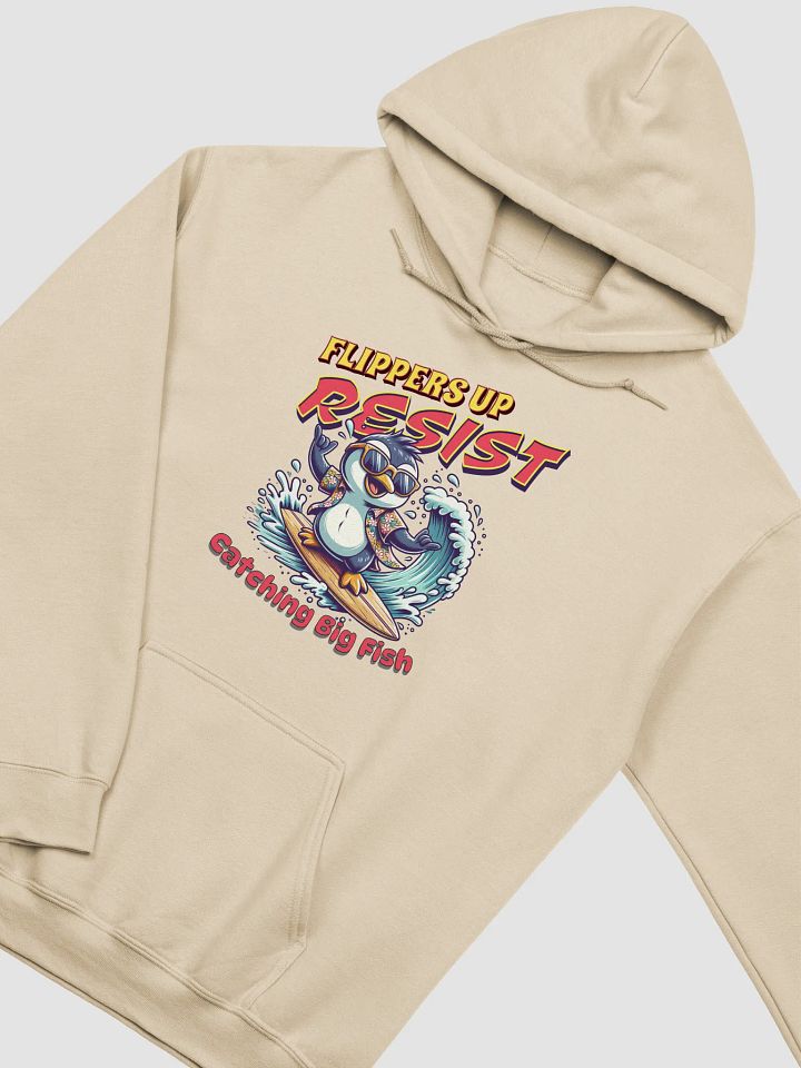 Flippers Up Resist Catching Big Fish Penguin Surfing Classic Hoodie product image (14)