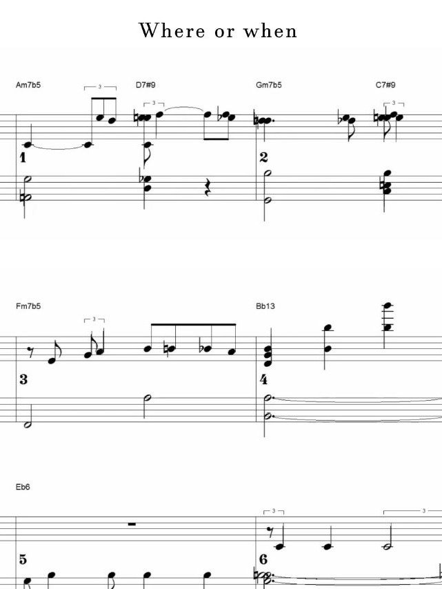 Where or when - Piano sheet music product image (1)