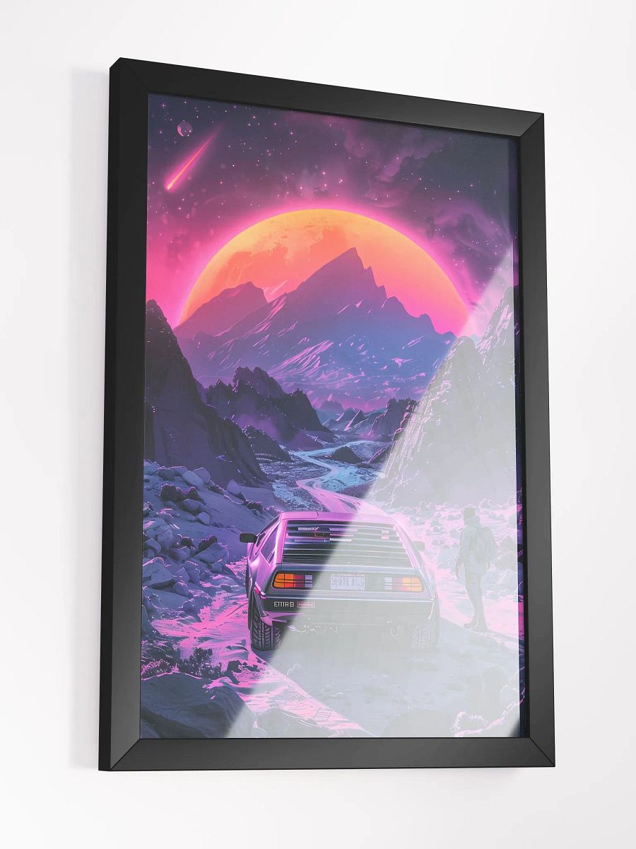 Neon Mountain Moonrise Framed Poster product image (3)