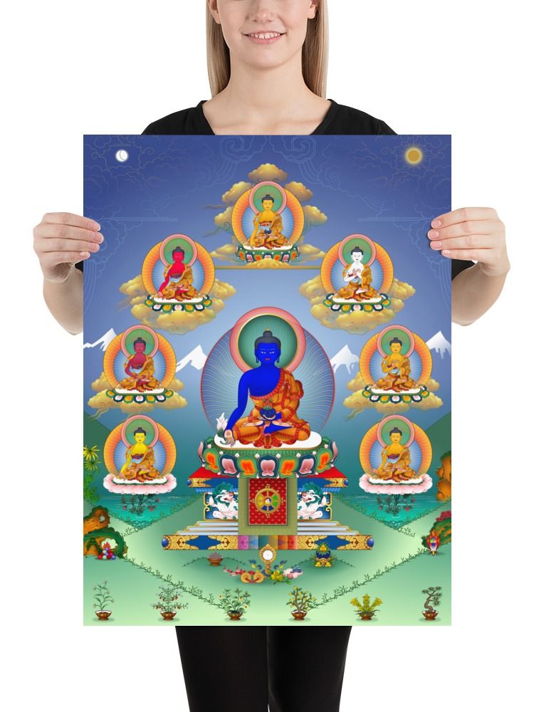 Eight Medicine Buddhas thangka canvas print product image (3)