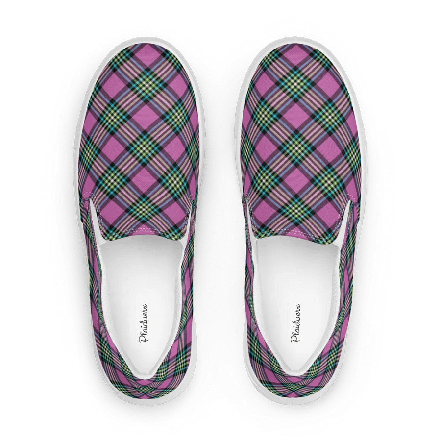 Purple Orchid and Turquoise Plaid Women's Slip-On Shoes product image (1)