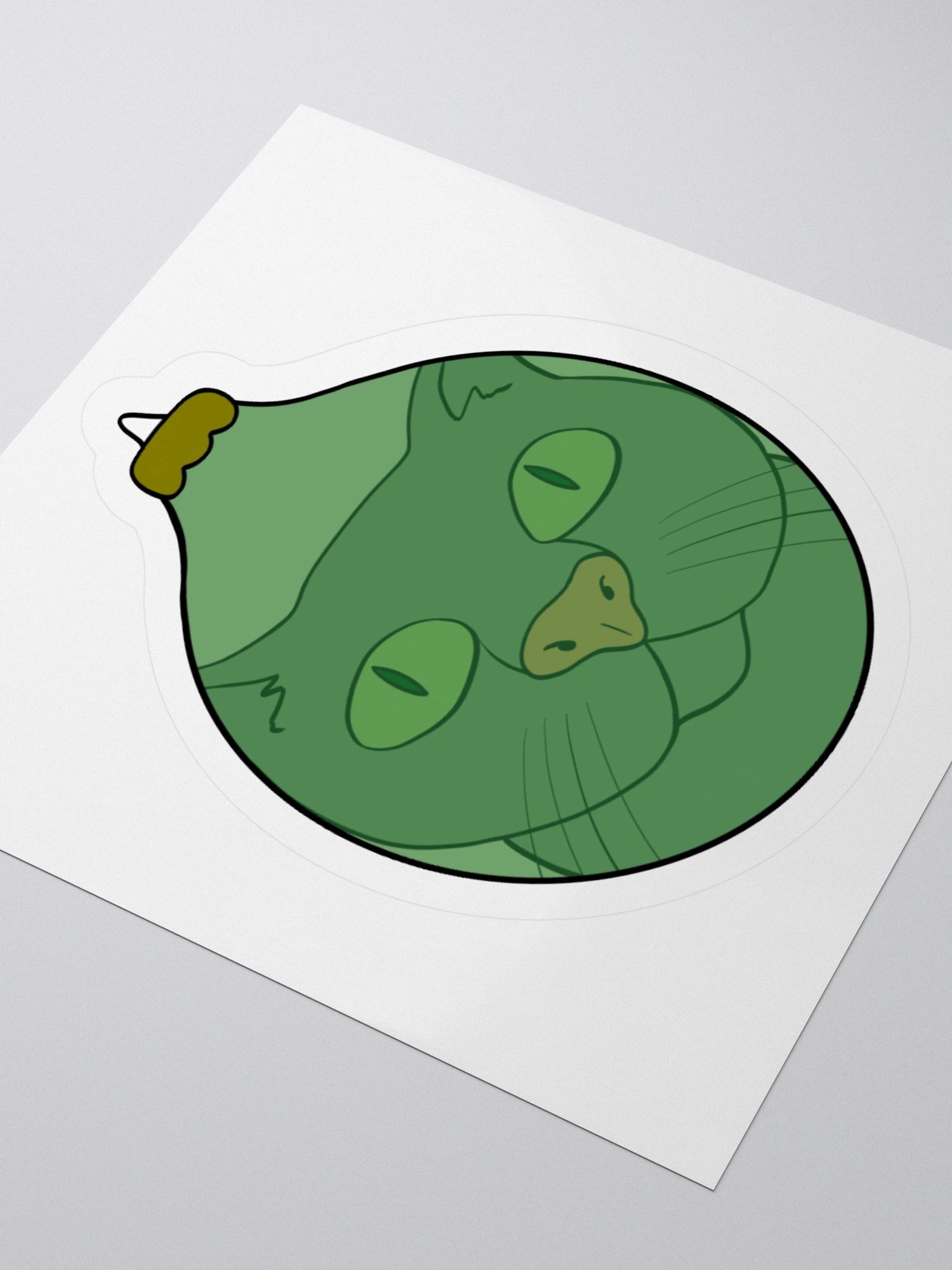 Curious Cat Christmas Kiss Cut Sticker (Green) product image (3)