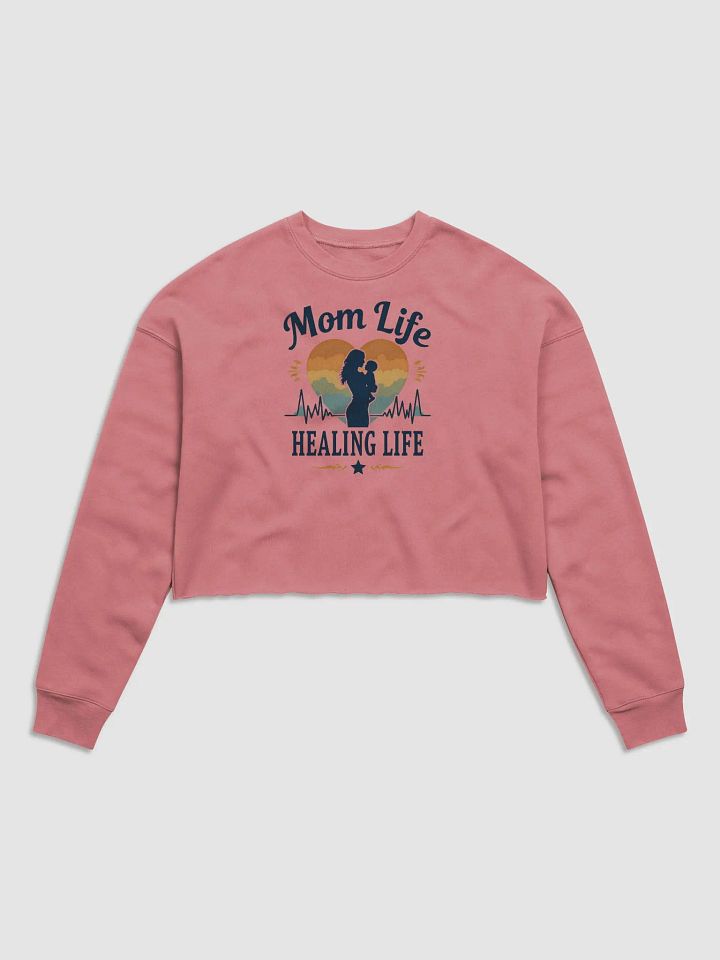 Mom Life Sunset Silhouette Crop Sweatshirt product image (2)
