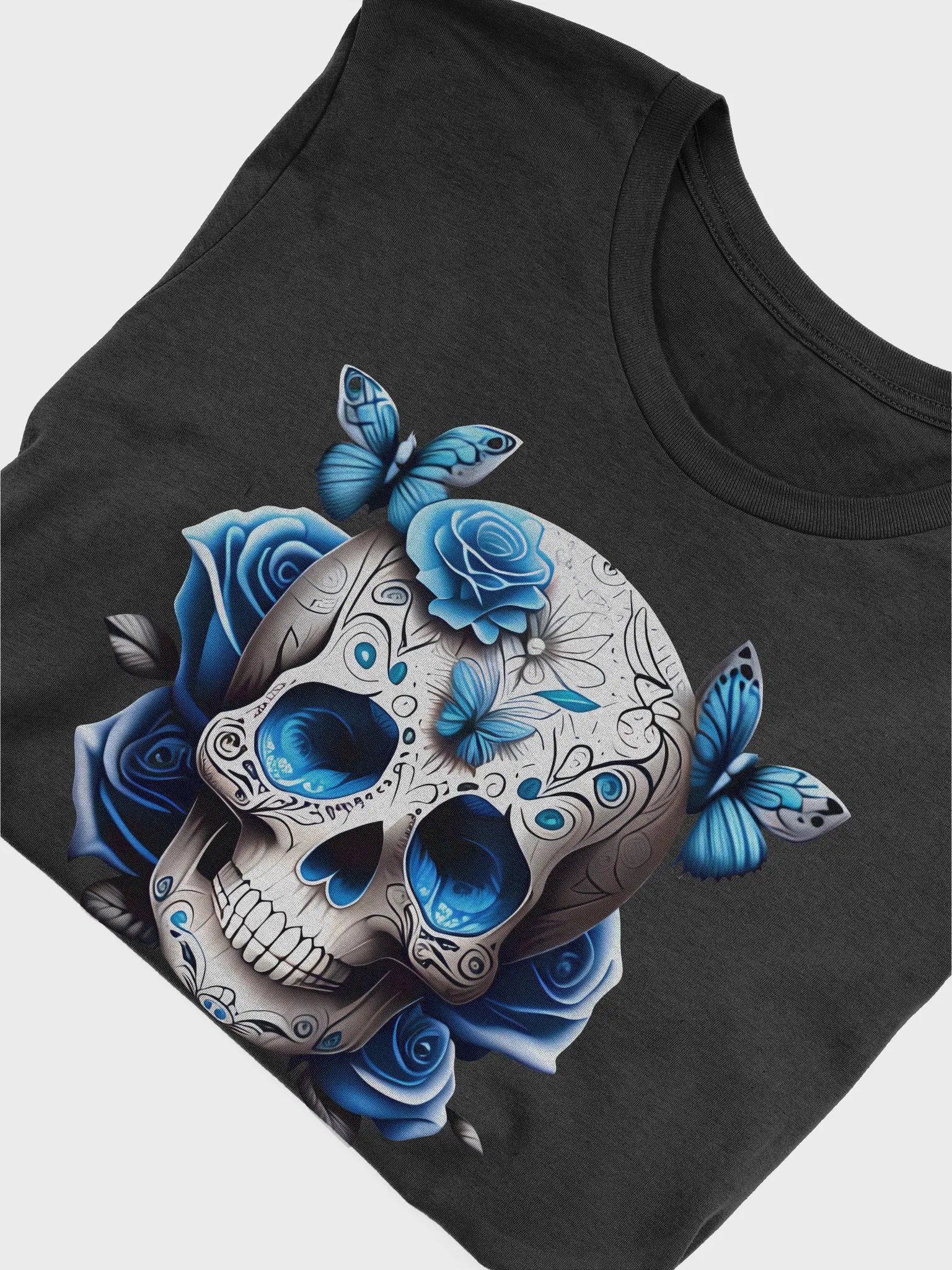 Skull Flower Blue T-shirt product image (4)