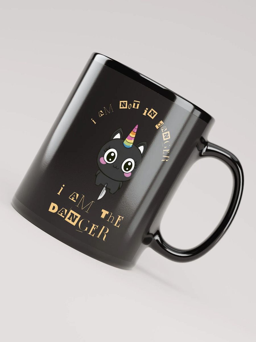 Dangerous Kitty Unicorn Glossy Black Mug product image (4)