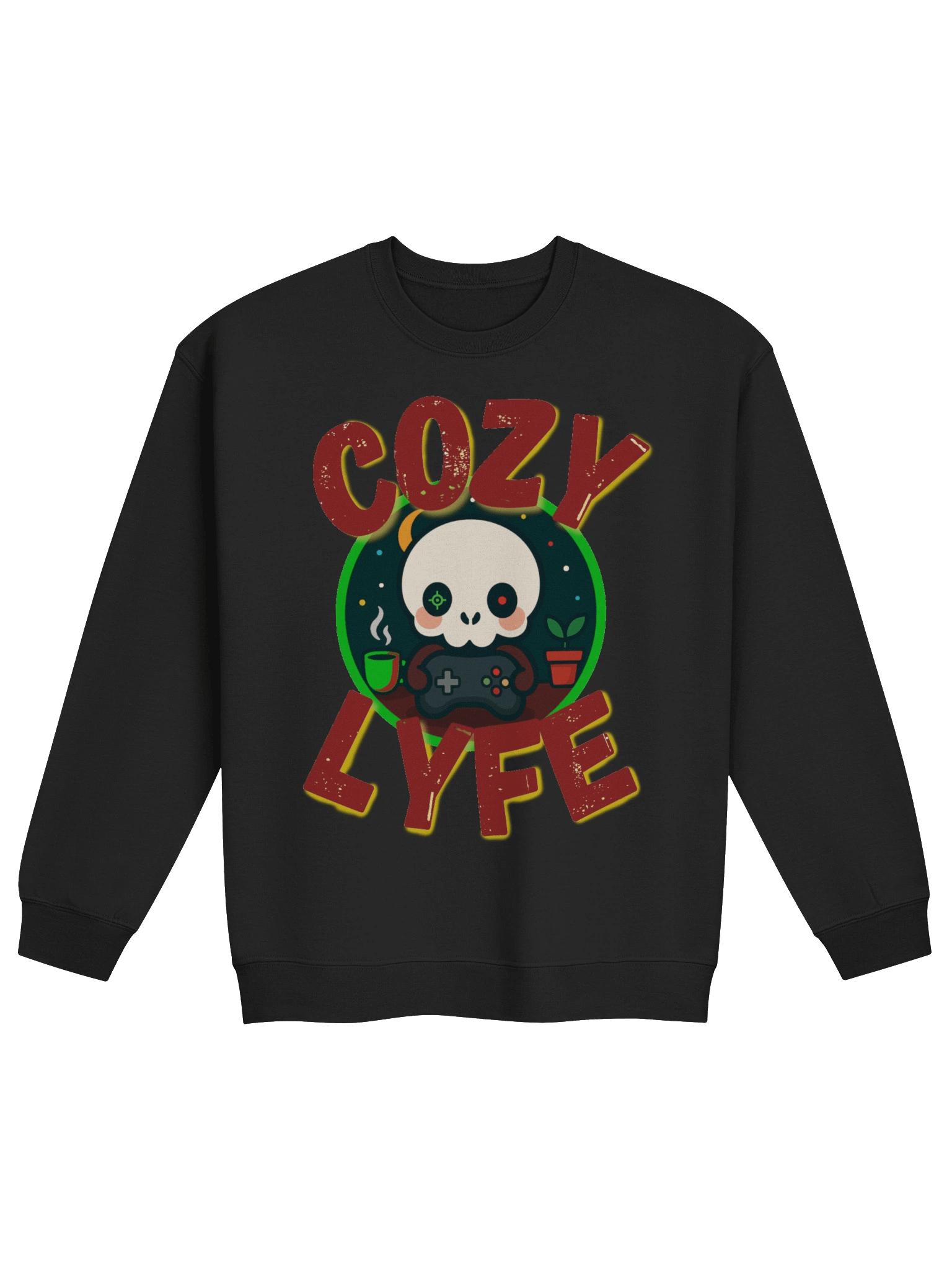 Cozy Gamer Skull Crewneck Sweatshirt product image (3)