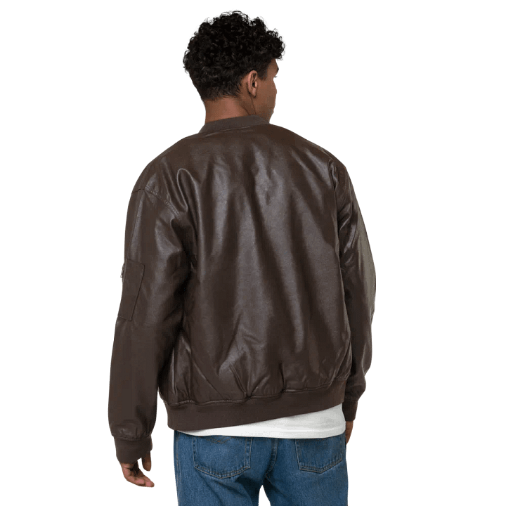 BUSY-BRAINED (navy shadow design) faux leather jacket product image (2)
